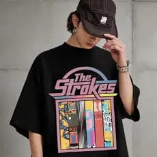 Camiseta Basica e OVERSIZED The Strokes Banda Albuns Tracklist Primavera Sound World Tour Unissex