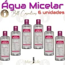 Kit 6 Unidades Água Micelar Colágeno e Pantenol 15 em 1 260mL Mary Life
