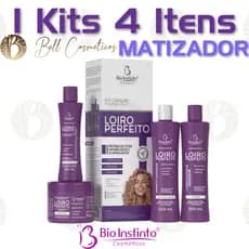 Kit Shamp + Cond + Masc + Creme Matizador Loiro Grisalho Branco Bio Instinto Pronta Entrega