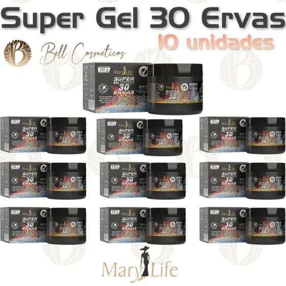 Kit 10 unid Super Gel 30 Ervas 250g Mary Life