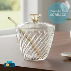 Açucareiro com Colher  em Acrílico Resistente Mesa Posta 330ml