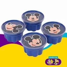 Kit 4 Forma Gelatina Infantil Com Tampa Mickey Minnie Disney