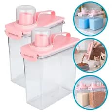 Kit 2 Dispenser Pote Hermético 3 Litros Com Bico Dosador Em Acrílico Cozinha E Lavanderia