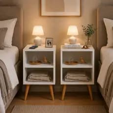 2 Mesa de Cabeceira Charme para Quarto Retrô Pés Palito Mutiuso lateral cama Várias Cores