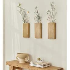 3 Vasos Parede Plantadores Madeira MDF Pintura Rústica Decorar Planta Sala Escritório