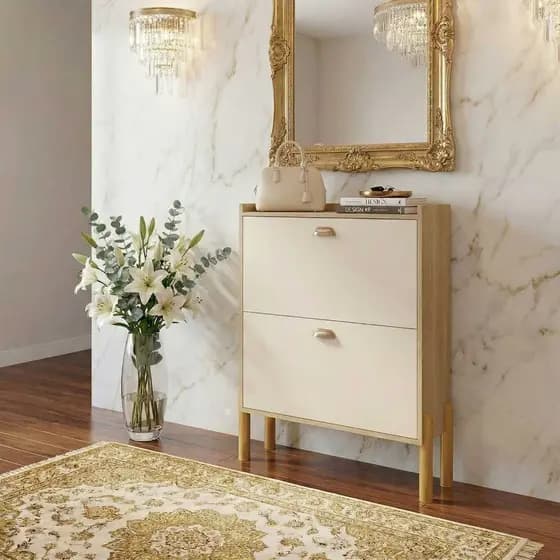 Sapateira Hall Quarto Organizador Calçados Closet ou Lolla 2 Gavetas Portas Basculante Luxo Lançamento Com e sem pés