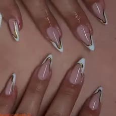beautygardenab 1 Conjunto Unhas Postiças Amêndoa , Ponta Francesa , Prensa , Artificiais