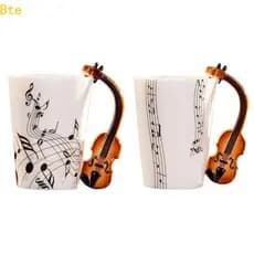 Caneca Violino Bte Copo Leite Café Cerâmica Alça Ótimo Para Músico Violinista