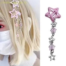 CLO Estrela Franja Pendente Grampo Cabelo Pentastar Presilha Colorida Para Meninas Ornamentos Y2