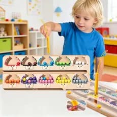 Brinquedo Educativo Montessori Magnético Labirinto Das Cores Com Bastão Cordenação Motora Pensamento Lógico