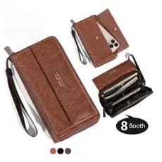Carteira com zíper longo - bolsa de telefone de couro PU de grande capacidade, vários Slots para cartões