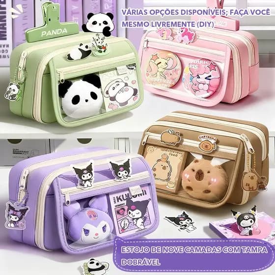 Estojo Escolar DIBEE Super Grande - Bolsa Transparente à Prova D'água Estilo Coreano | Com Adesivos Grátis
