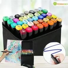 Kit Completo de Canetinhas Pincel e Marcador para Desenho, Lettering e Artesanato com Ponta Dupla e Cores Vibrantes
