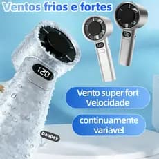 Ventilador portátil de alta velocidade, ventilador USB recarregável, display digital LED, 120 níveis de velocidade
