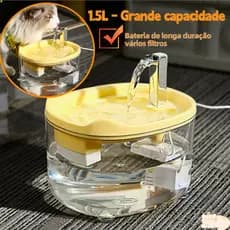 Bebedouro Automático para Gatos e Cães: Circulação de Água com Filtro de 1,5 Litro e Base Segura
