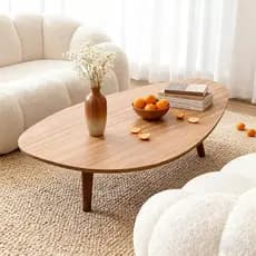 Mesa de centro Oval de madeira maciça pequeno espaço moderno sala de estar mesa de centro dormitório mesa de jantar