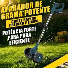 Roçadeira Aparador Portátil Sem Fio 48V com Dupla Bateria, Kit Completo de Acessórios para Remoção de Ervas