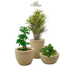 Kit 3 Vasos para plantas Escovado Coluna Redonda Bojo Bacia