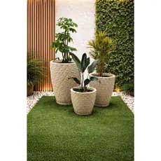 Kit 3 Vasos Coluna Bojo Diamante 3D Jardim Casa Planta Decorativo Paisagismo Com Prato Coletor