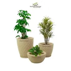 Kit 3 Vasos Para Plantas em Polietileno Diamante 3D Coluna Bojo P PP Bacia P