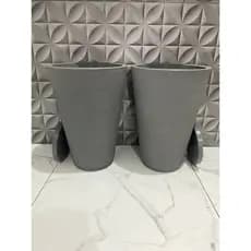 Kit 2 Vasos Coluna Redonda Escovada 59cm Texturizado Grafiato
