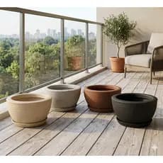 Vaso Bacia Escovada P 25 cm x 12 cm Para Plantas Texturizado Grafiato Jardim