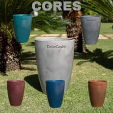Kit 2 Vasos para Plantas Coluna Lisa, Marmorizada, Escovada G em Polietileno Decorativo Jardim
