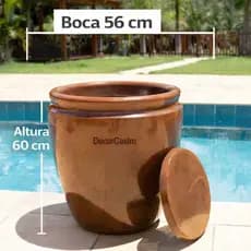 Vaso Bojo Polido Grande para Plantas 60x56 105 L Frutiferas Palmeira Recife Marmorizado Com Prato