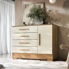 Cômoda Thor 4 Gavetas Para Quarto C/ Sapateira Cor Off White