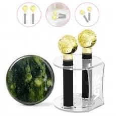 Kit Esferas Amarela Com Glitter Cromoterapia Com Rack Organizador