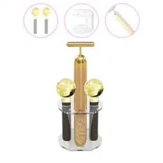 Esfera De Cromoterapia Amarela com Glitter + massageador Energy + Suporte