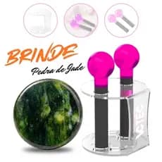 Kit Esfera Cromoterapia Rosa Com Rack Organizador