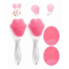 Kit 2 Escovas Silicone Facial Rosa Limpeza Poros Esfoliação