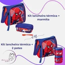 Kit Bolsa Lancheira Térmica Homem-Aranha + Marmita ou 2 Potes – Volta às Aulas com Mais Diversão