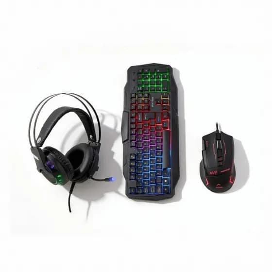 Kit Gamer Essencial Teclado Mouse Headset Rgb Bright