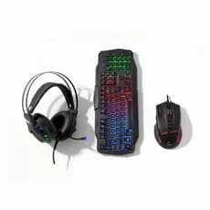 Kit Gamer Essencial Teclado Mouse Headset Rgb Bright