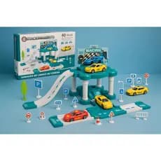 Kit Pista E 2 Carrinho 40 Peças Total Brinquedo Infantil Circuito Montagem Educativo