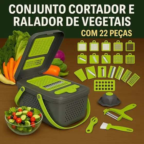 Fatiador Picador 22 em 1 Cortador Legumes Verduras Ralador Alimentos Cozinha Utensílio Restaurante