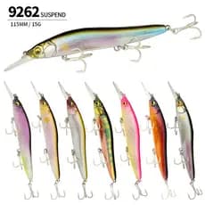 Isca falsa 115MM/15G isca dura equipamento de pesca fundição longa três gancho flutuante Minnow 9262