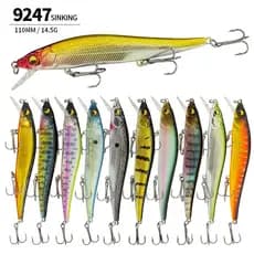Isca Artificial de pesca110MM/14.5G submersa Minnow isca de pesca baixo elevador-boca tainha peixe isca falsa 9247