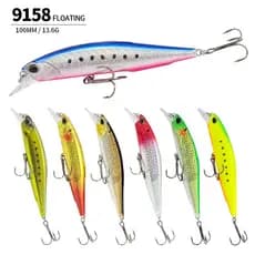 Isca flutuante de peixinho, isca de pesca falsa, 100MM/13.6G, fundição longa, mar, água doce, robalo, isca dura, isca de