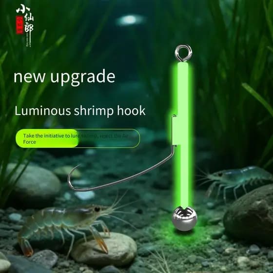 Novo tipo camarão pesca gancho de peixe luminoso camarão gancho linha conjunto dedicado rio camarão lagosta Roche camarã