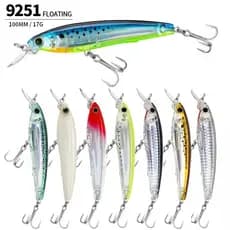 Isca Artificial de pesca 100mm/17G flutuante Minnow pesca marítima fundição longa pesca biônica isca falsa 9251