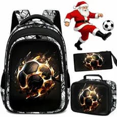 Mochila Bolsa Escolar Infantil Grande Meninos Bola Futebol Masculina Menino Estampa de Reforçado Lancheira e Estojo Espo
