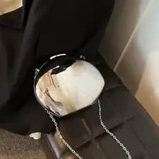 Bolsa Clutch Espelhada Metálica Formato Semente - Elegância e Estilo para Festas WT188-27