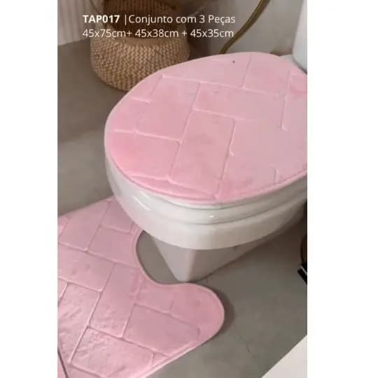 Jogo de Tapetes para Banheiro 3 peças Soft Square Rio Home