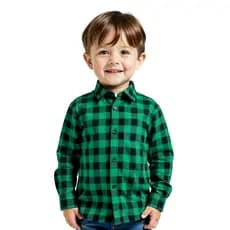 Camisa xadrez MENINO manga longa Verde e Preto Tamanhos 2 a 10
