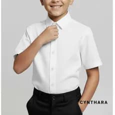 Camisa Social Infantil Branca CYNTHARA  Manga Curta Elegante e Confortável – Tam 2 a 10