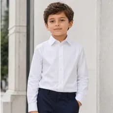 Camisa Social Infantil Menino Manga Longa Branca Festa Casamento Batizado Pajem