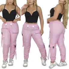 CALÇA JOGGER FEMININA LONGA ROSA ENCANTO: DUPLA CORRENTE, TACTEL PREMIUM E 3 BOLSOS INOVADORES